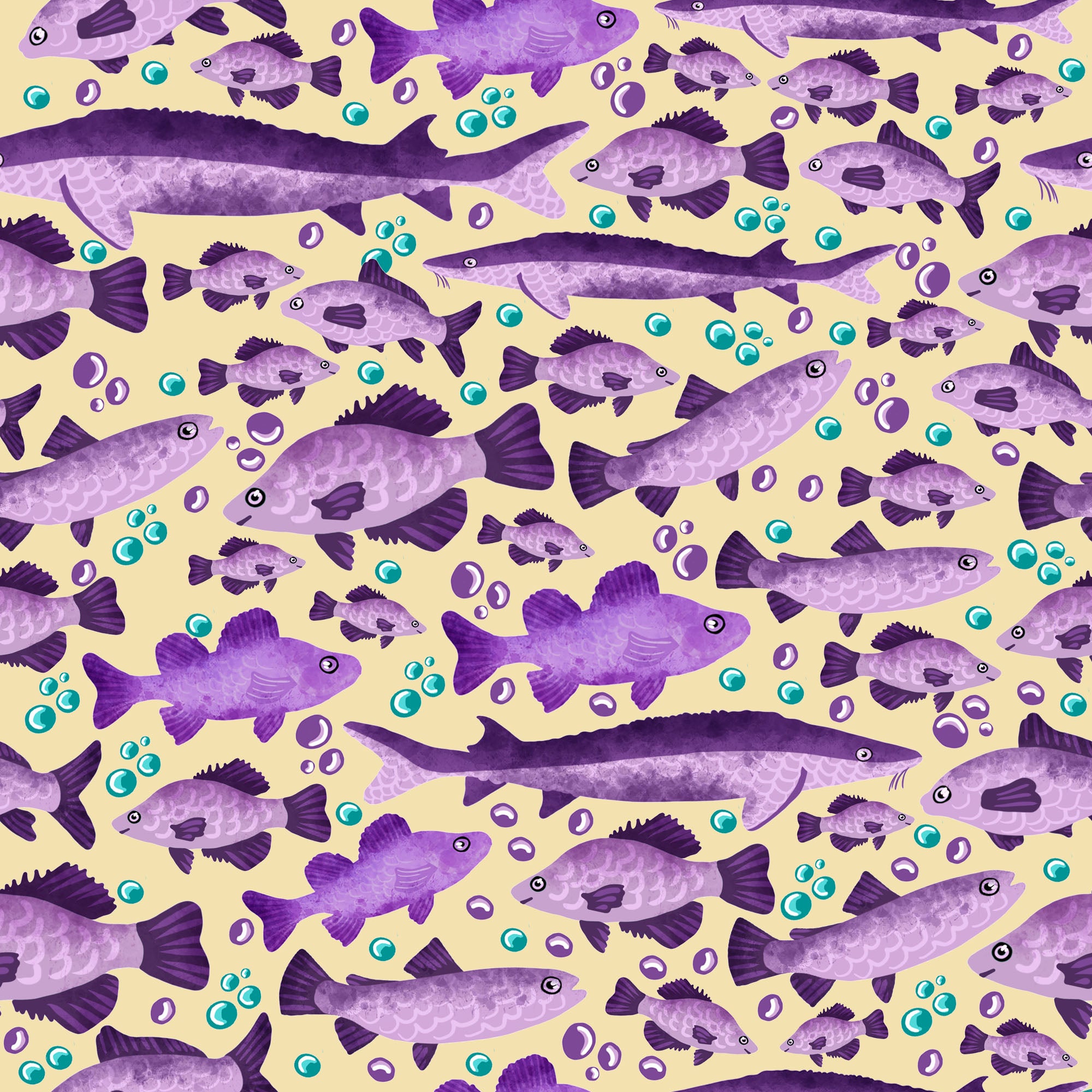 purple fish seamless repeat design