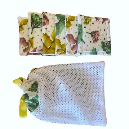 pretty foliage patterned skincare pads and washbag giftset on white background