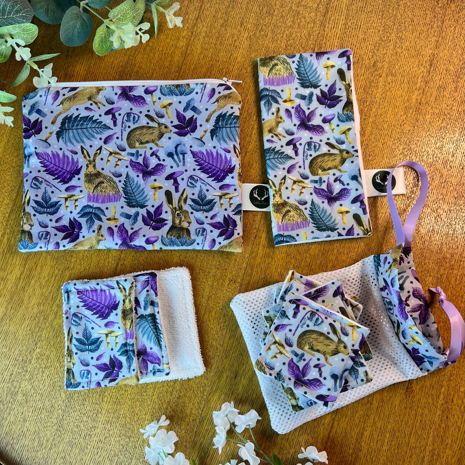 Sustainable starter gift set featuring hare-themed items, perfect for an eco-friendly 5th anniversary gift in the UK.