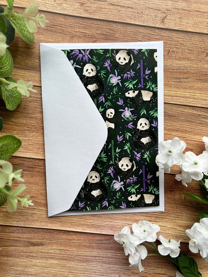 a6 panda birthday card, greeting card for any occasion with white envelope for a panda lover birthday