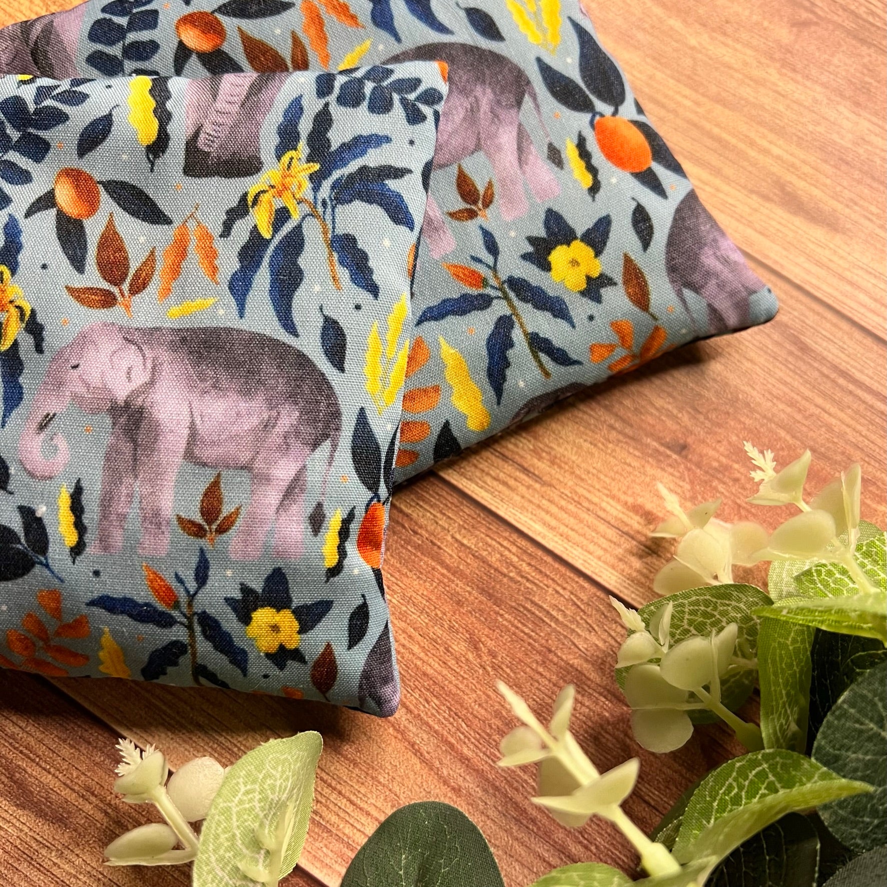 Closeup of the elephant hand warmers, ideal for those with cold hands all the time and a perfect gift idea for an elephant lover