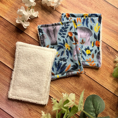 enjoy eco friendly gifts for her in the uk, incuding these reusable exfoliating face pads with an elephant pattern.  Ideal as an elephant gift for someone special.