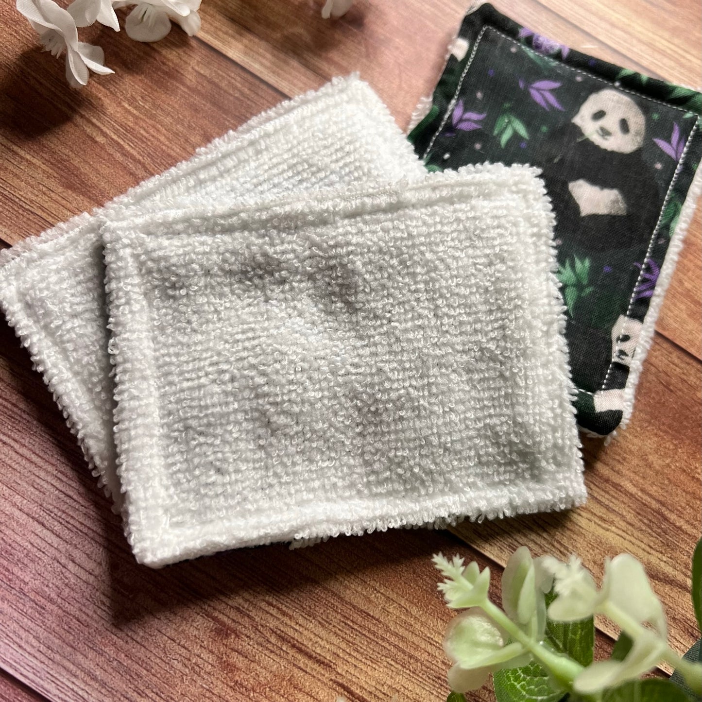 textured towelling on the back of these exfoliating face pads, which make for a great panda gift idea